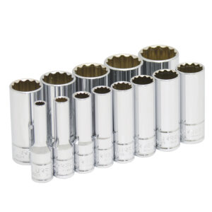 52112 Juego de dados largos cuadro de 3/8", 12 puntas, en pulgadas, 13 piezas Urrea