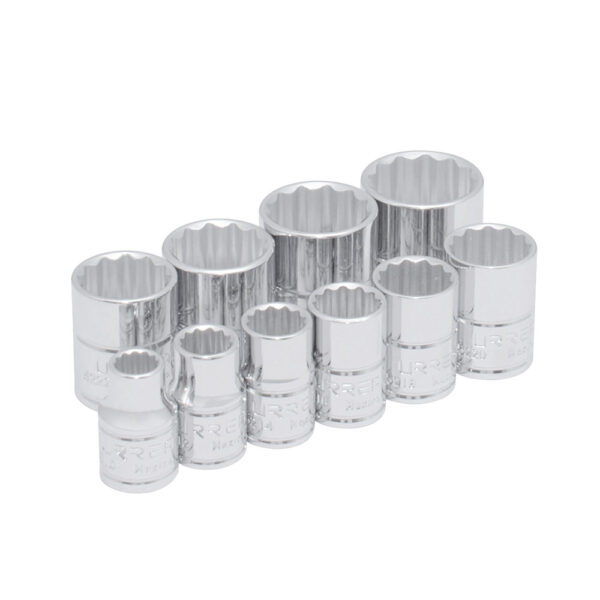 52118 Juego de dados cuadro de 3/8", 12 puntas, en pulgadas, 10 piezas Urrea