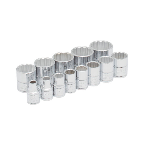 52124 Juego de dados cuadro de 3/8", 12 puntas, en pulgadas, 13 piezas Urrea