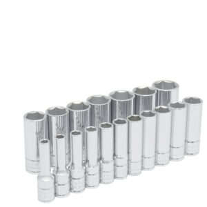 52203 Juego de dados largos cuadro de 3/8", 6 puntas, métricos, 18 piezas Urrea