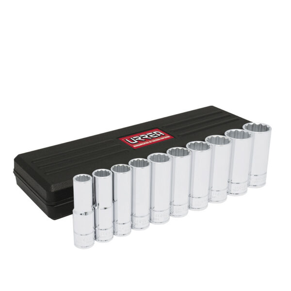 5400PH Juego de dados largos cuadro de 1/2", 12 puntas, en pulgadas, 10 piezas Urrea