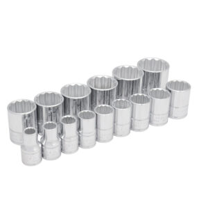 Juego de dados cuadro de 1/2", 12 puntas, en pulgadas, 15 piezas Urrea