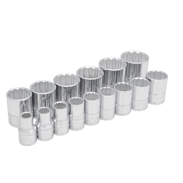 54114 Juego de dados cuadro de 1/2", 12 puntas, en pulgadas, 15 piezas Urrea