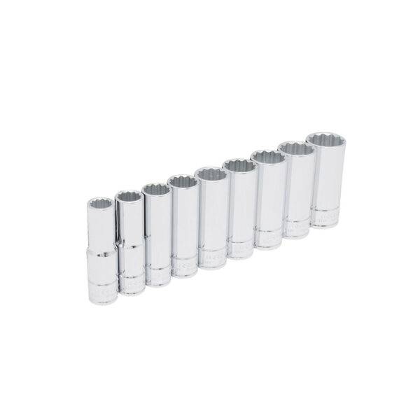 54117 Juego de dados largos cuadro de 1/2", 12 puntas, en pulgadas, 9 piezas Urrea