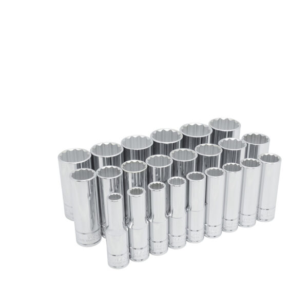 54201 Juego de dados largos cuadro de 1/2", 12 puntas, métricos, 23 piezas Urrea
