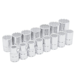 Juego de dados cuadro de 1/2", 12 puntas, métricos, 15 piezas Urrea