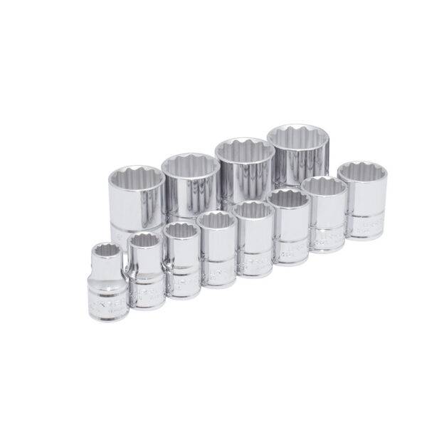 Juego de dados cuadro de 1/2", 12 puntas, métricos, 12 piezas Urrea
