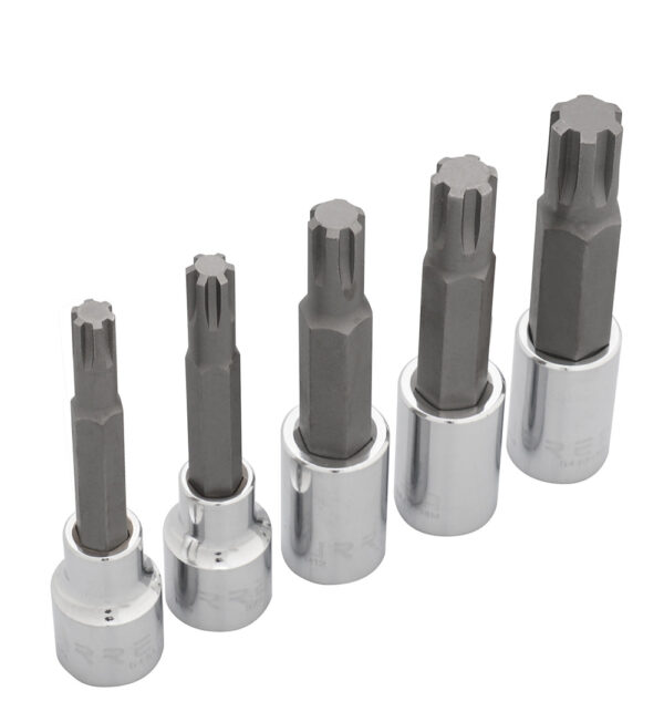 Juego de dados con punta ribe cuadro de 1/2", en riel, 5 piezas Urrea