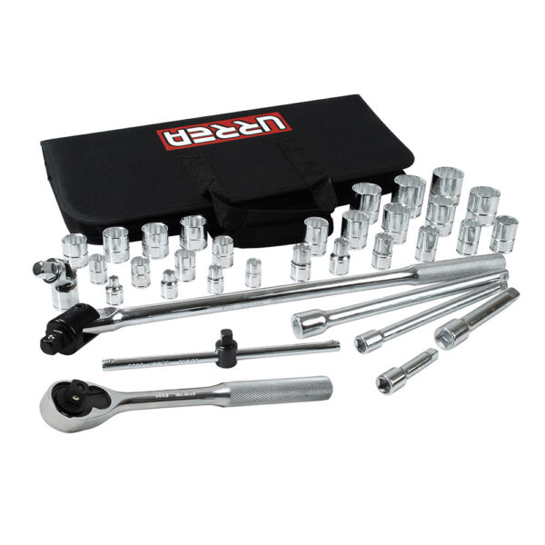 5452PT Juego de dados y accesorios cuadro de 3/8" y 1/2" en pulgadas, 35 piezas Urrea
