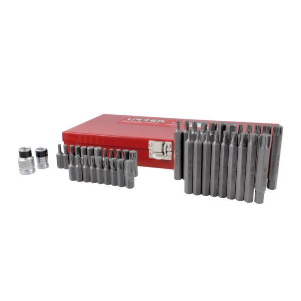 60244 Juego combinado de puntas hexágono de 3/8" con adaptadores, 44 piezas en caja metalica Urrea