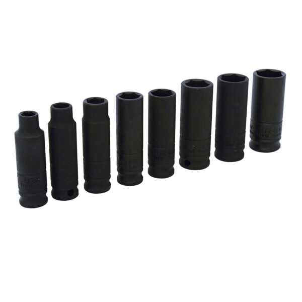 72112 Juego de dados de impacto largos cuadro de 3/8", 6 puntas, en pulgadas, 8 piezas Urrea