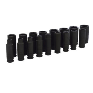 72216 Juego de dados largos de impacto cuadro de 3/8", 6 puntas, métricos, 17 piezas Urrea