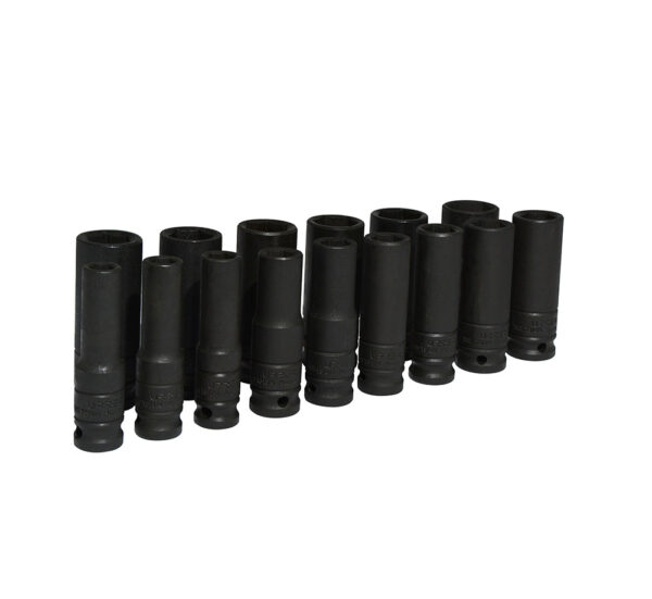 73214M Juego de dados largos de impacto cuadro de 1/2", 6 puntas, métricos, 15 piezas Urrea