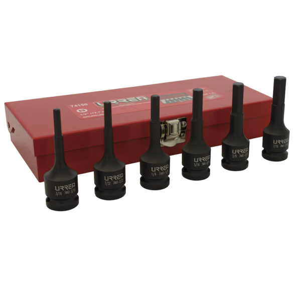 74150 Juego de dados de impacto con punta hexagonal cuadro 1/2" en pulgadas, 6 piezas Urrea