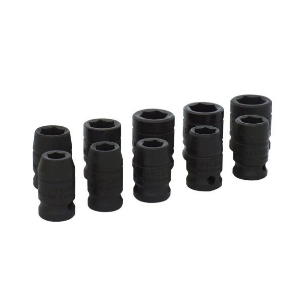 74202M Juego de dados de impacto cuadro de 1/2", 6 puntas, métricos, 10 piezas Urrea