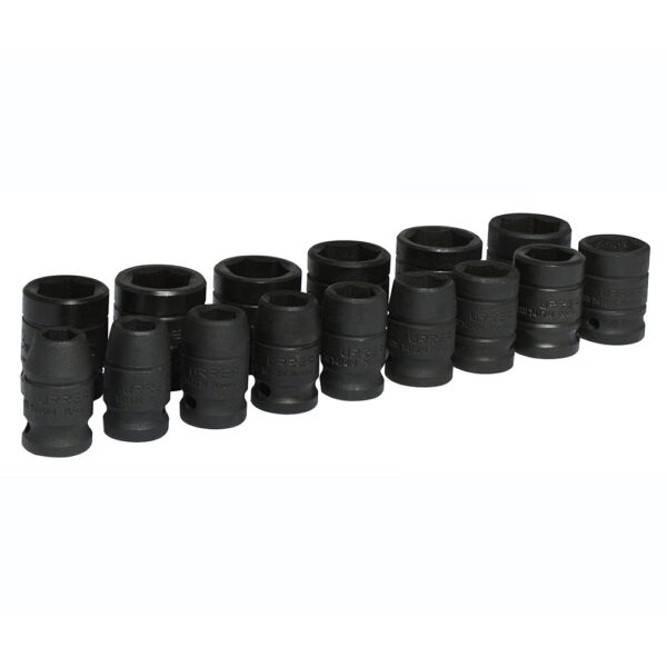 74204M Juego de dados de impacto cuadro de 1/2", 6 puntas, métricos, 15 piezas Urrea