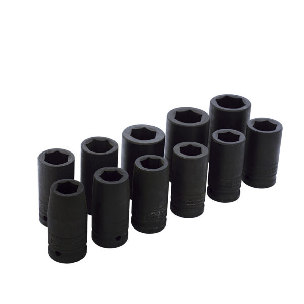 750011ML Juego de dados largos de impacto cuadro de 3/4", 6 puntas, métricos, 11 piezas Urrea