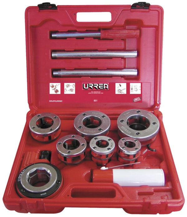 851 Juego de tarraja para tubo de 1/2" a 2" NPT, 9 piezas Urrea