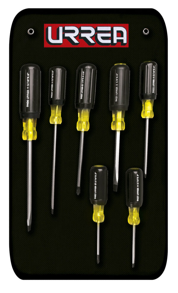 9400A Juego de destornilladores con mango cushion grip, combinados, 7 piezas en estuche Urrea
