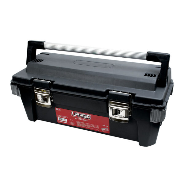 Caja portaherramientas plástica con broches metálicos color negro 25" x 11" x 10" Urrea