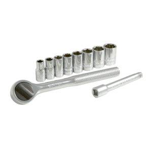 Juego de dados y accesorios cuadro de 1/4" métrico, 10 piezas Surtek