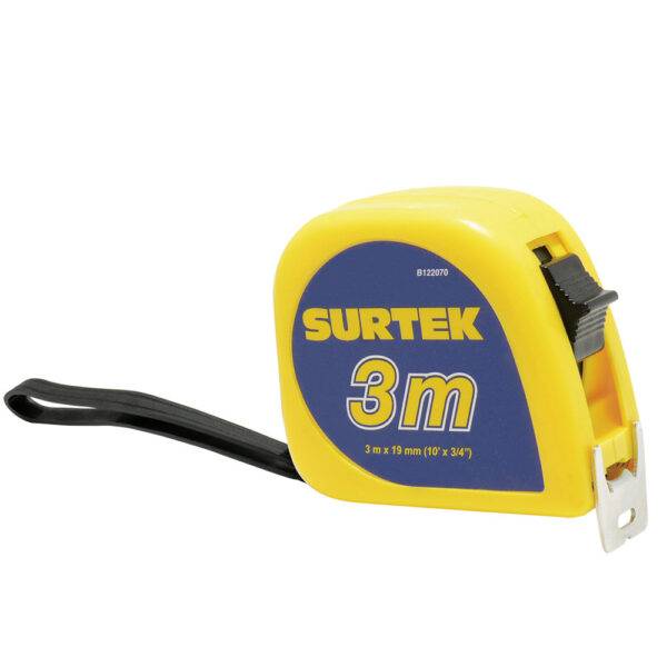 B122070 Flexómetro con carcasa de plástico invencible 3 m x 3/4" Surtek