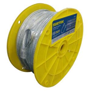 Cable de acero con guardacabo recubrimiento PVC 3/16" x 76 m construcción de 7 x 7 Surtek