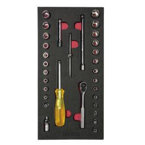 CH101 Juego de dados cortos y accesorios cuadro de 1/4" combinados 31 piezas, CH101-C Urrea
