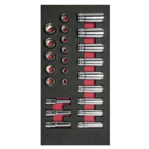 CH107 Juego de dados cortos y largos cuadro de 3/8" métricos 24 piezas, CH107-C Urrea