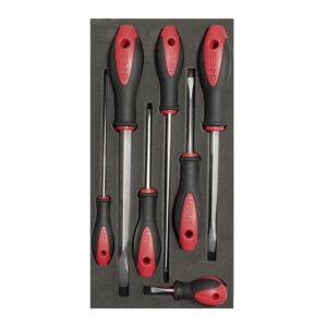 Juego de destornilladores con mango bimaterial punta plana 7 piezas, CH117-C Urrea