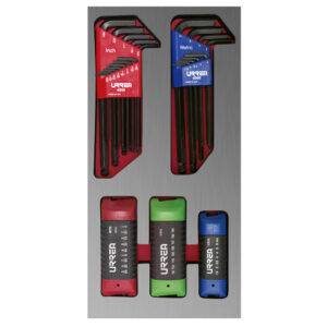 CH120L Juego de llaves hexagonales tipo navaja en pulgadas, métricas y Torx 46 piezas, CH120L-C Urrea