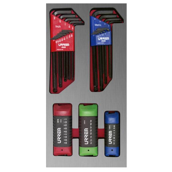 Juego de llaves hexagonales tipo navaja en pulgadas, métricas y Torx 46 piezas, CH120L-C Urrea