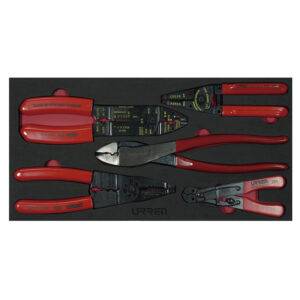 CH130 Juego de pinzas pela cable 5 piezas, charola CH130-C Urrea