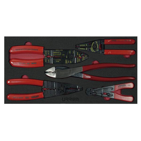CH130 Juego de pinzas pela cable 5 piezas, charola CH130-C Urrea