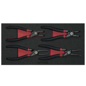 Juego de pinzas para anillos de retención 4 piezas, charola CH131-C Urrea