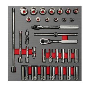 CH201L Juego de dados cortos,largos y accesorios cuadro de 3/8" en pulgadas 35 piezas, CH201L-C Urrea