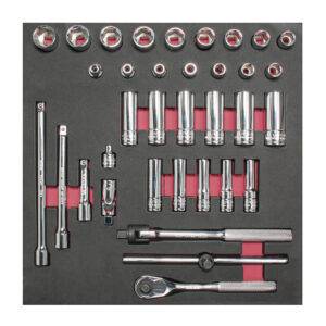 CH202 Juego de dados cortos,largos y accesorios cuadro de 3/8" métricos 35 piezas, CH202-C Urrea