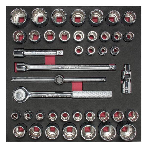 Juego de dados cortos y accesorios cuadro de 1/2" combinados 42 piezas, CH203-C Urrea