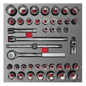 CH203L Juego de dados cortos y accesorios de 1/2" combinados 42 piezas, CH203L-C Urrea