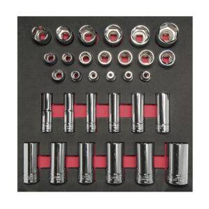 CH206 Juego de dados cortos y largos cuadro de 1/2" en pulgadas 31 piezas, CH206-C Urrea