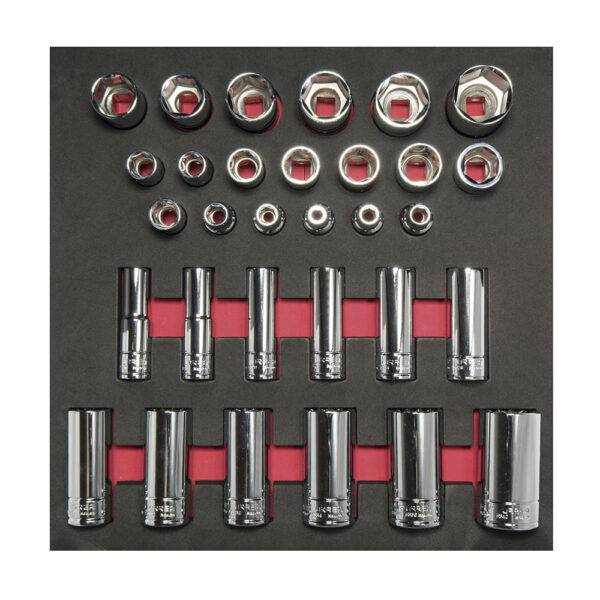 CH206 Juego de dados cortos y largos cuadro de 1/2" en pulgadas 31 piezas, CH206-C Urrea