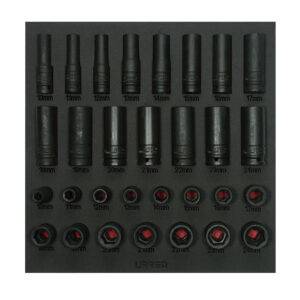 CH219 Juego de dados de impacto cortos y largos métricos cuadro de 1/2" 30 piezas, CH219-C Urrea