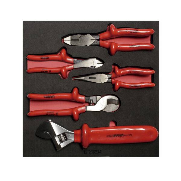 CH220 Juego de pinzas y llave ajustable 1000 V 5 piezas, charola CH220-C Urrea