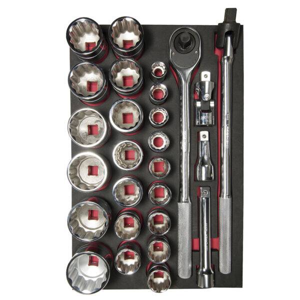 CH301 Juego de dados cortos y accesorios cuadro de 3/4" en pulgadas 27 piezas, CH301-C Urrea