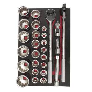 CH302 Juego de dados cortos y accesorios cuadro de 3/4" métricos 27 piezas, CH302-C Urrea