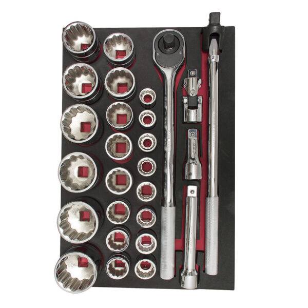 Juego de dados cortos y accesorios cuadro de 3/4" métricos 27 piezas, CH302-C Urrea