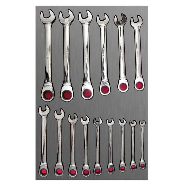 Juego de llaves combinadas de matraca métricas 15 piezas, CH313L-C Urrea