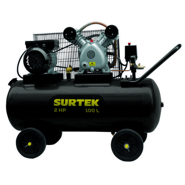 COMP6100B Compresor de aire eléctrico con transmisión de banda 100L, 2HP, 127V Surtek