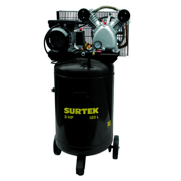 COMP6120V Compresor de aire eléctrico con transmisión de banda vertical 120L, 3HP, 127V Surtek