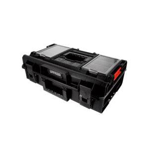 Caja portaherramientas plástica modular con compartimentos color negro 23" x 15" x 7" Urrea